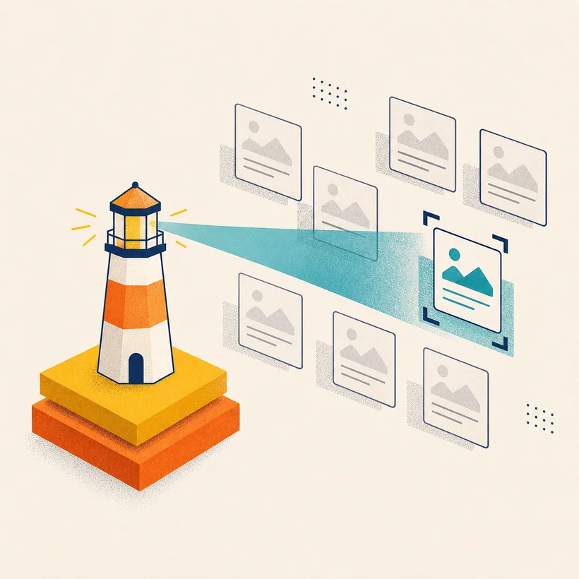 A yellow editorial beacon instrument representing visible authority