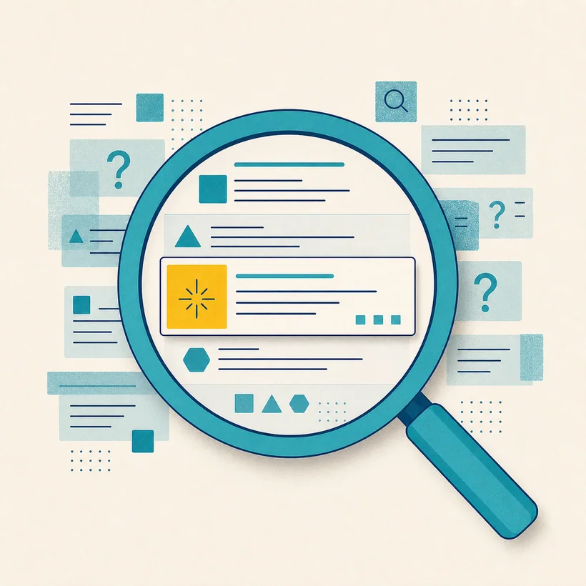 A blue editorial lens instrument representing market understanding